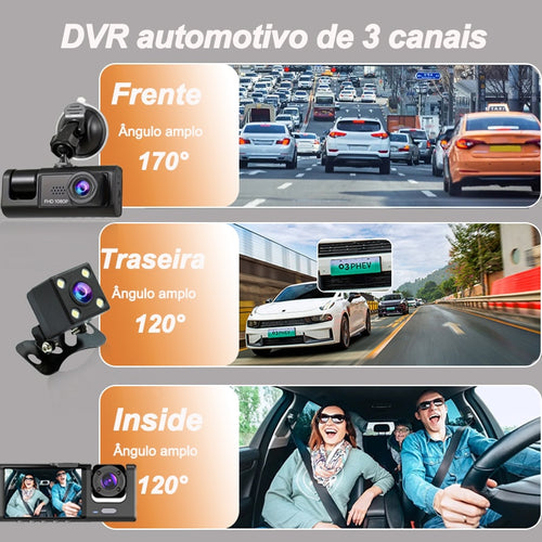 Câmera Veicular Mult Drive 360° HD 1080P Frontal e Traseira